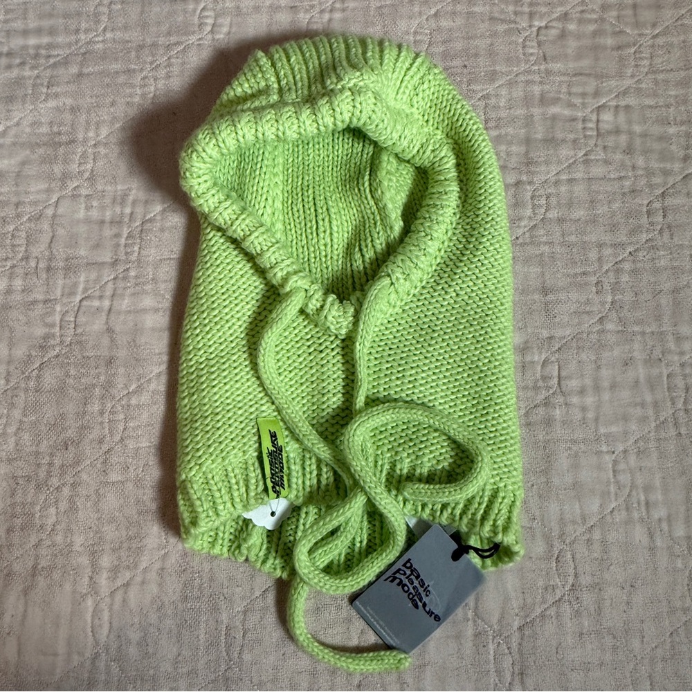 Basic Pleasure Mode Dolls Kill Atomic Knitted Sweater Hood Lime Green Y2K Grunge